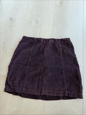 Free People Dark Plum Cord Mini Skirt